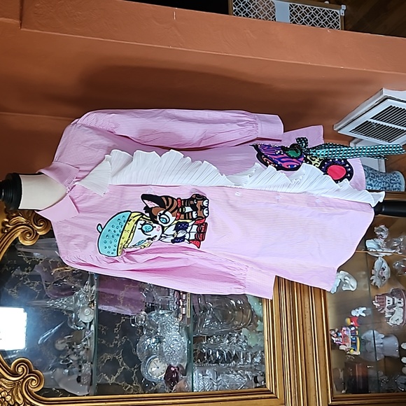 NWOT Denimland Striped Applique Dress - Picture 1 of 15